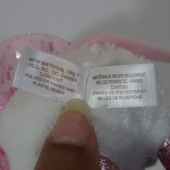 Ty Beanie Boo Nina Mouse White Pink Glitter Plush Toy Tutu 6" NO Hang Tag - Picture 7 of 8